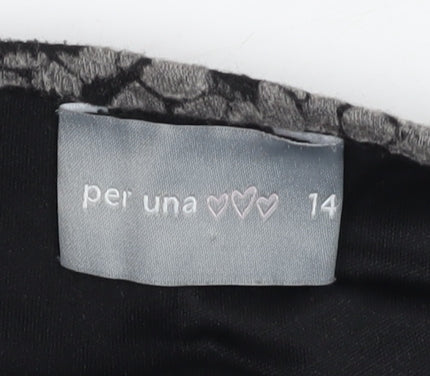 Per Una Women's Black Floral Pleated Midi Skirt, Size 14