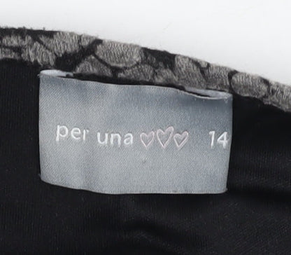 Per Una Women's Black Floral Pleated Midi Skirt, Size 14