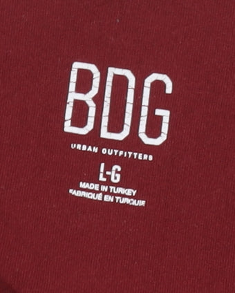 BDG Women's Red Cropped V-Neck Long Sleeve Top