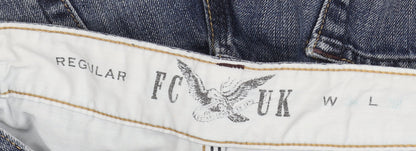 FCUK Men's Blue Straight Denim Jeans, Size M