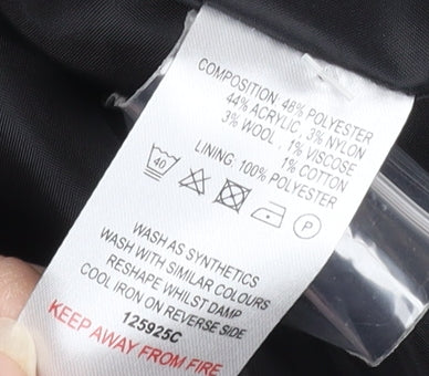 Classic Grey Check Wool Blend Pea Coat Women Size 12