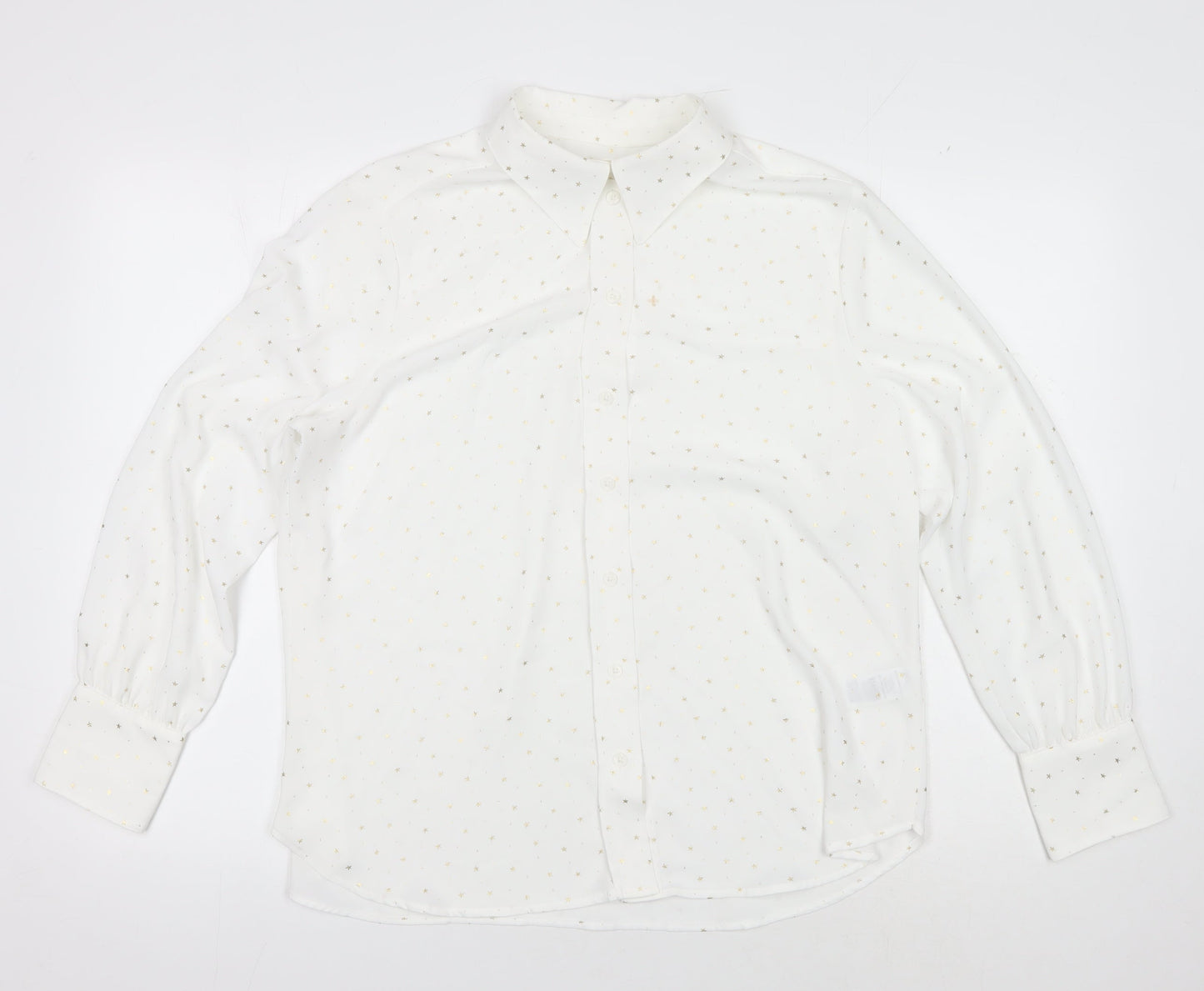 Womens UK Size 14 Marks and Spencer White Basic Button-Up