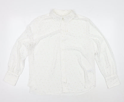 Womens UK Size 14 Marks and Spencer White Basic Button-Up
