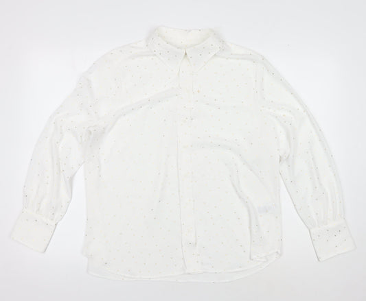 Womens UK Size 14 Marks and Spencer White Basic Button-Up