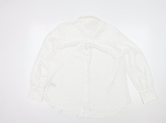 Womens UK Size 14 Marks and Spencer White Basic Button-Up