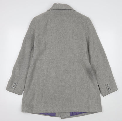 Jane Norman Grey Wool Mid-Length Coat Women UK 12