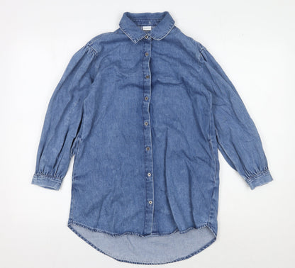 Next Blue Button-Up Collared Shirt for Girls, Size 9 Years