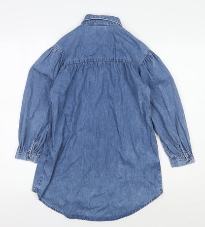 Next Blue Button-Up Collared Shirt for Girls, Size 9 Years