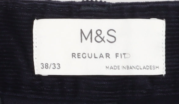 Marks and Spencer Men's Corduroy Trousers, Black, 38