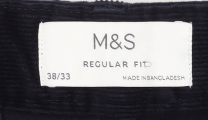 Marks and Spencer Men's Corduroy Trousers, Black, 38