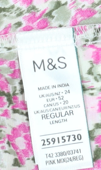 Marks and Spencer Womens Pink Floral Cotton Dress Size 24