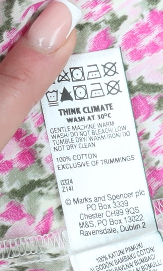 Marks and Spencer Womens Pink Floral Cotton Dress Size 24