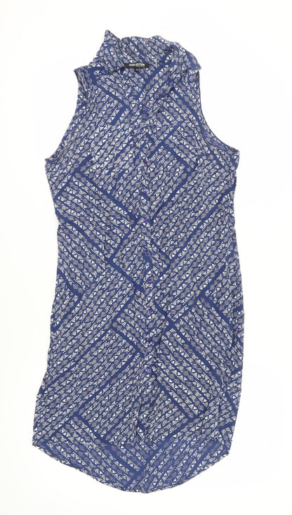 The Collection Debenhams Blue Geometric Shirt Dress Size 12