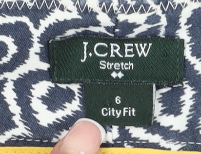 J.Crew Women's Blue Geometric Stretch Trousers