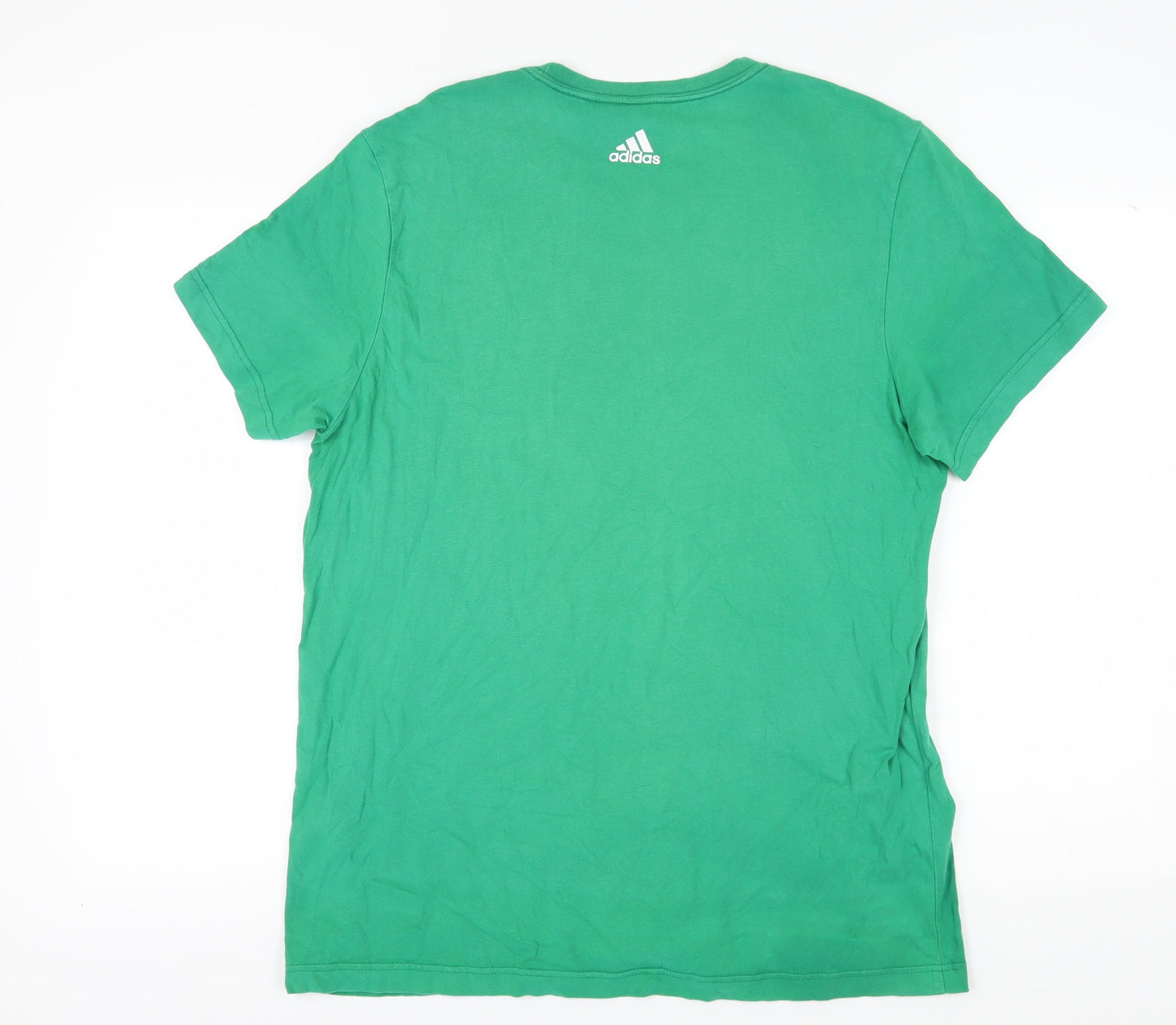 Adidas Men's Green T-Shirt, Size L, Logo, Short Sleeve
