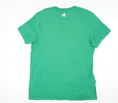 Adidas Men's Green T-Shirt, Size L, Logo, Short Sleeve