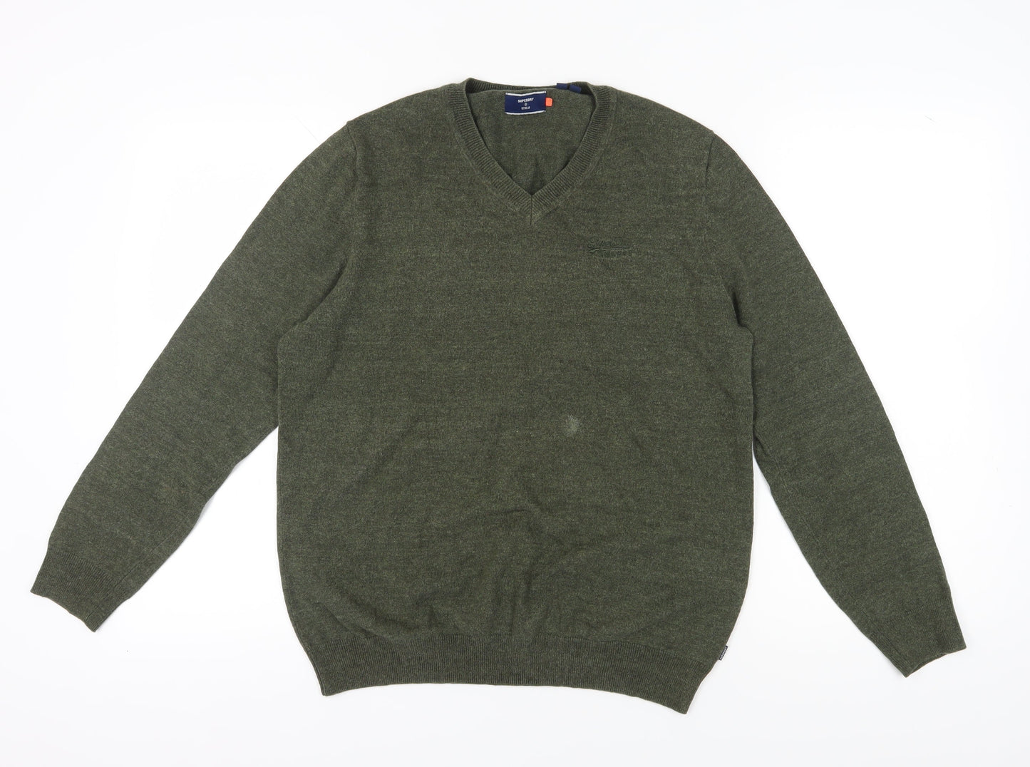 Superdry Men’s Green V-Neck Pullover Jumper - Size L