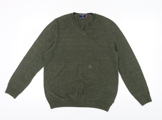 Superdry Men’s Green V-Neck Pullover Jumper - Size L