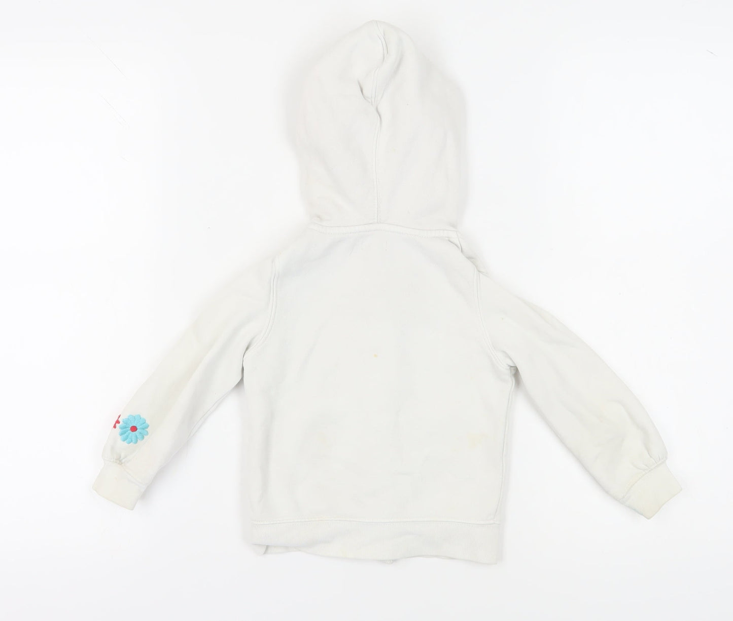 GAP Girls White Full Zip Embroidered Hoodie 4 Years