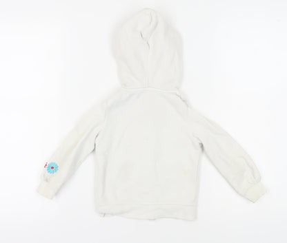 GAP Girls White Full Zip Embroidered Hoodie 4 Years