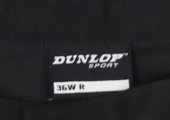 Dunlop Men's Black Regular Fit Trousers, Size 36