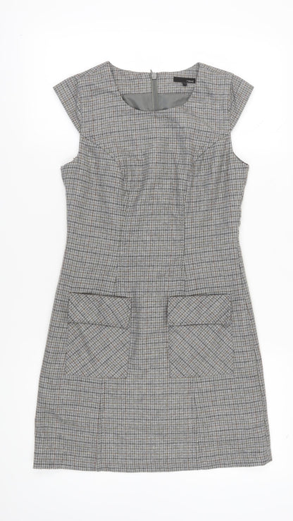 Next Women's Grey Check Shift Dress, Size 8
