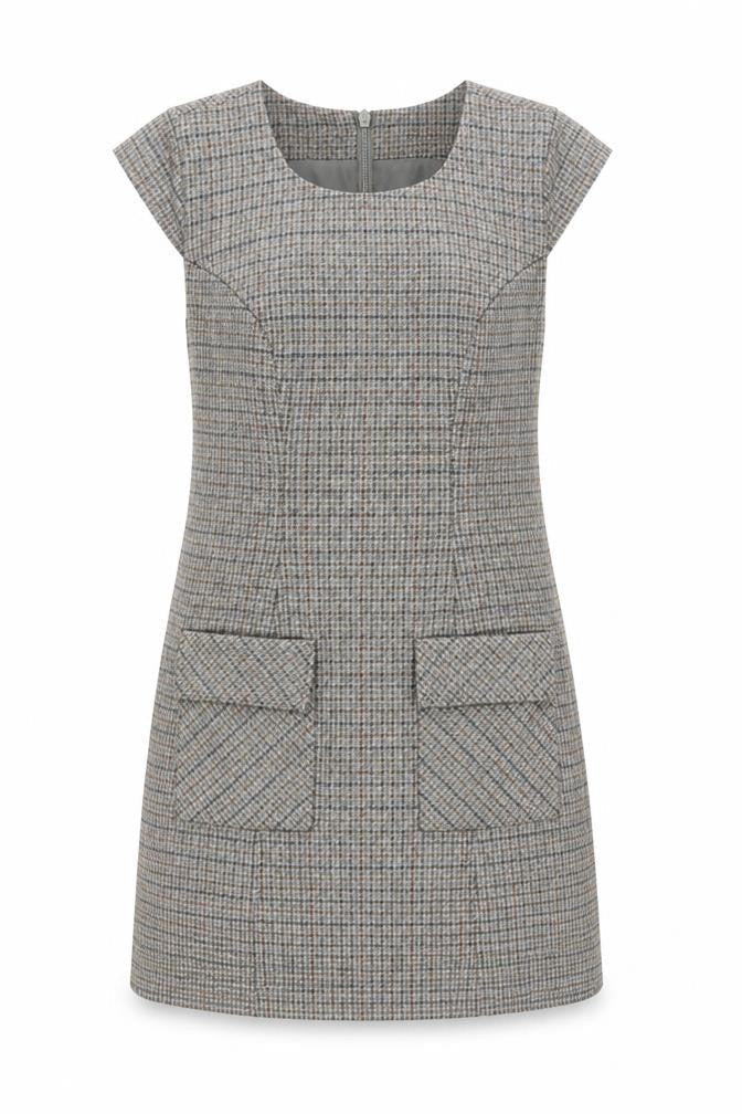 Next Women's Grey Check Shift Dress, Size 8