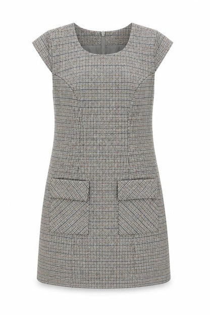 Next Women's Grey Check Shift Dress, Size 8