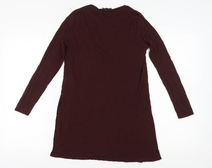 Womens UK Size M Zara Brown Tunic T-Shirt
