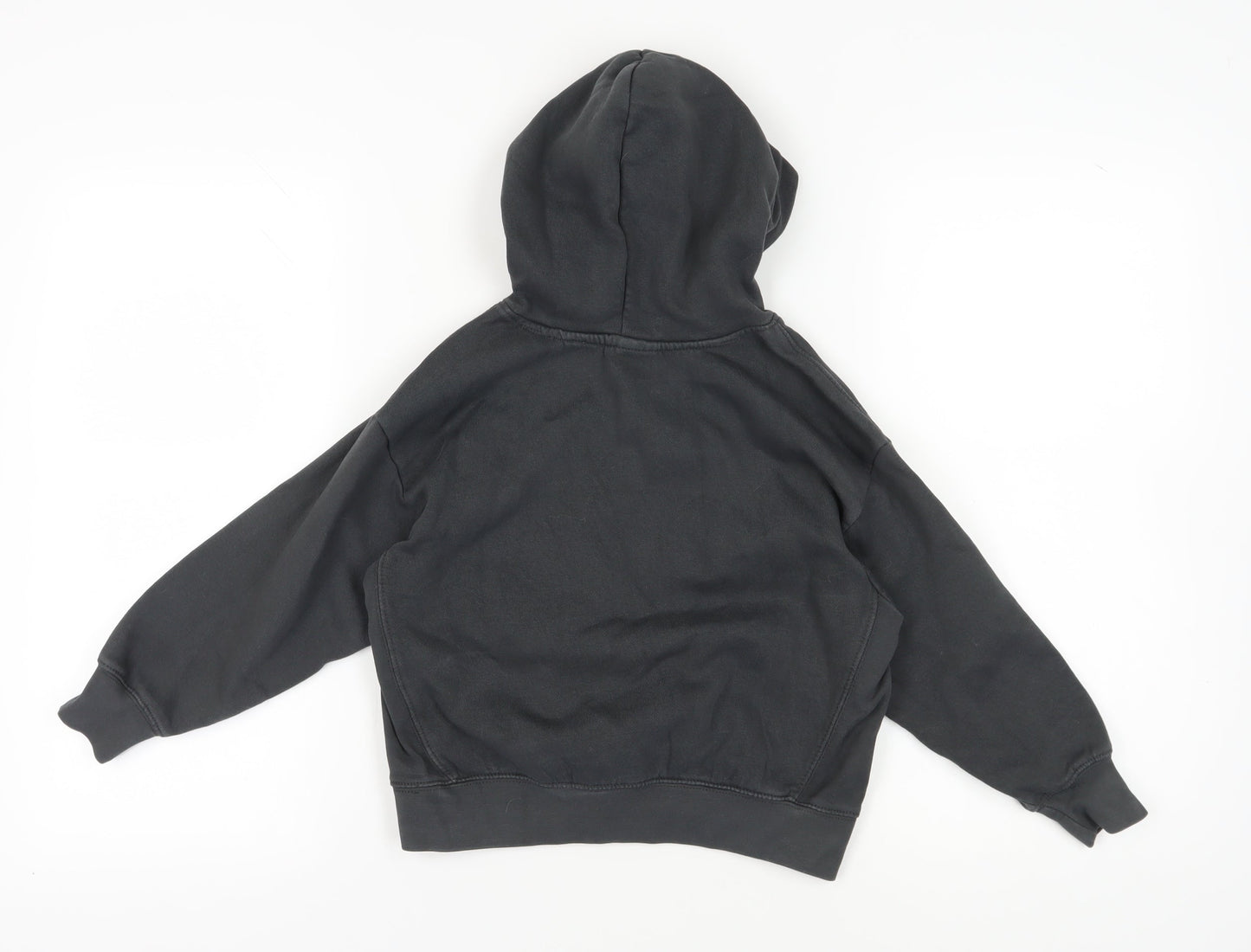 Zara Boys Black Pullover Hoodie, Size 7, Cotton Blend