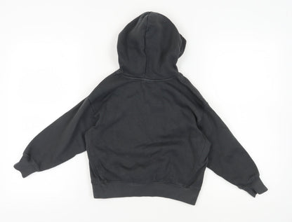 Zara Boys Black Pullover Hoodie, Size 7, Cotton Blend