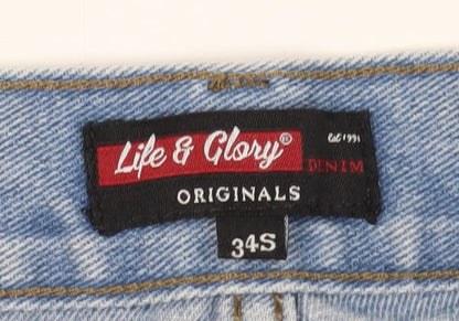 Life & Glory Men's Blue Straight Jeans 34 Light Wash