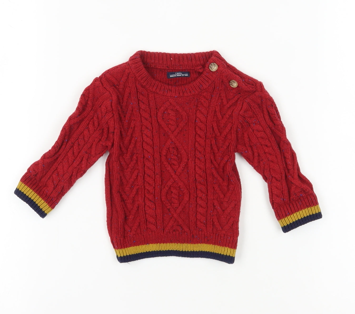 Next Unisex Red Cable Knit Jumper, 3-6 Months, Wool Blend Pullover