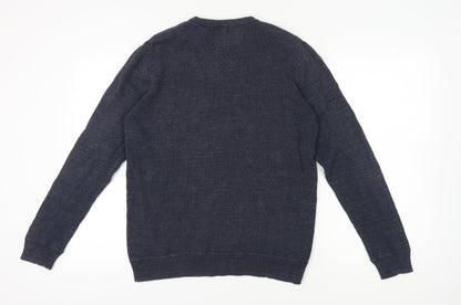 Mantaray Men's Blue Henley Jumper, Size M, Casual Knit