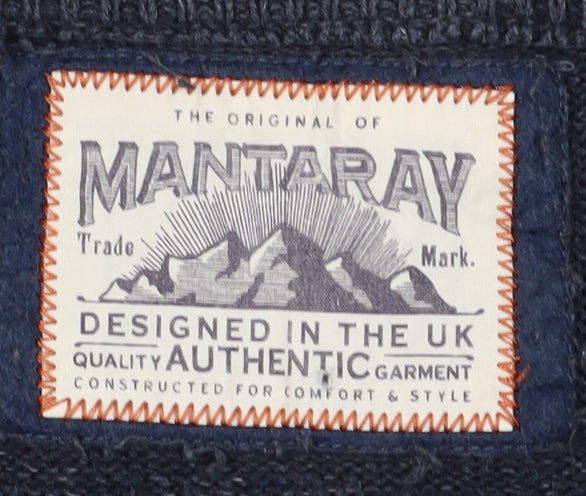 Mantaray Men's Blue Henley Jumper, Size M, Casual Knit