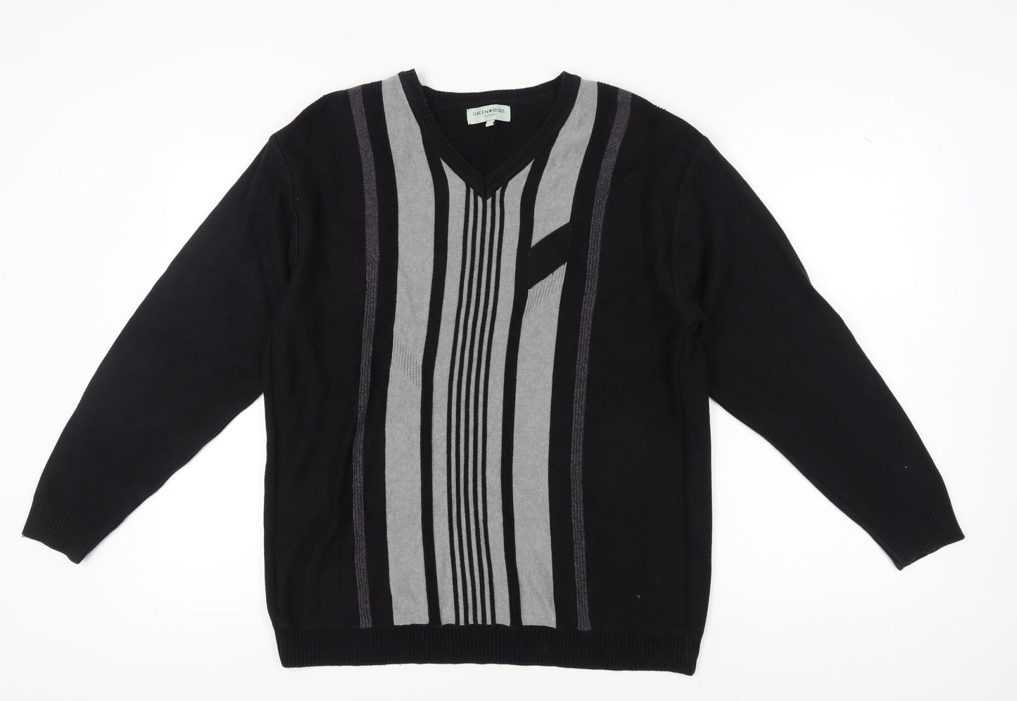 Greenwoods Men's Black V-Neck Pullover Jumper L