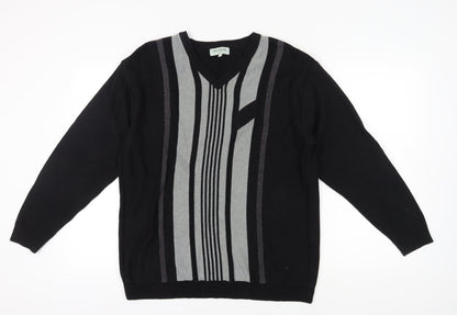 Greenwoods Men's Black V-Neck Pullover Jumper L