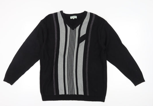 Greenwoods Men's Black V-Neck Pullover Jumper L