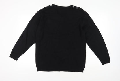 Greenwoods Men's Black V-Neck Pullover Jumper L