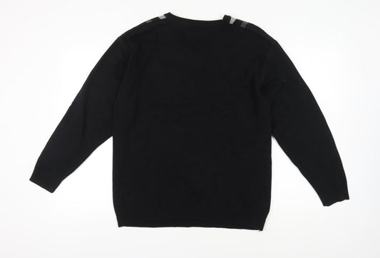 Greenwoods Men's Black V-Neck Pullover Jumper L