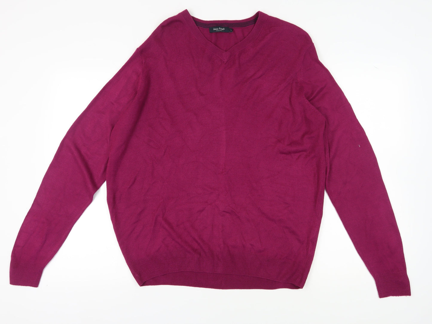 James Pringle Men's L Purple V-Neck Pullover Jumper