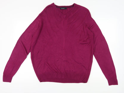 James Pringle Men's L Purple V-Neck Pullover Jumper