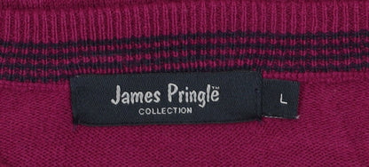 James Pringle Men's L Purple V-Neck Pullover Jumper