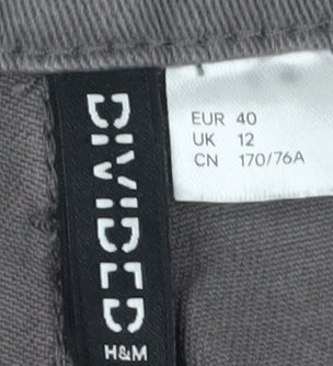 Womens UK Size 12 H&M Regular Fit Straight Grey Jeans