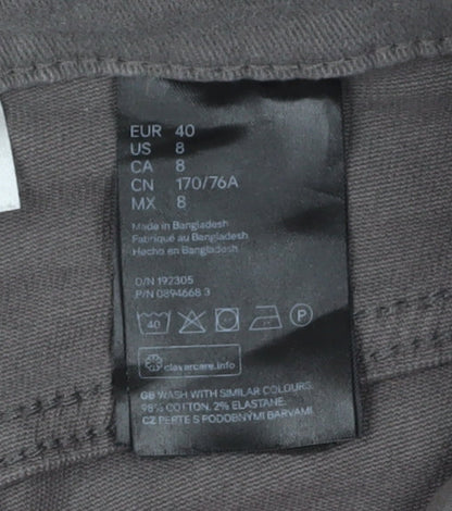 Womens UK Size 12 H&M Regular Fit Straight Grey Jeans