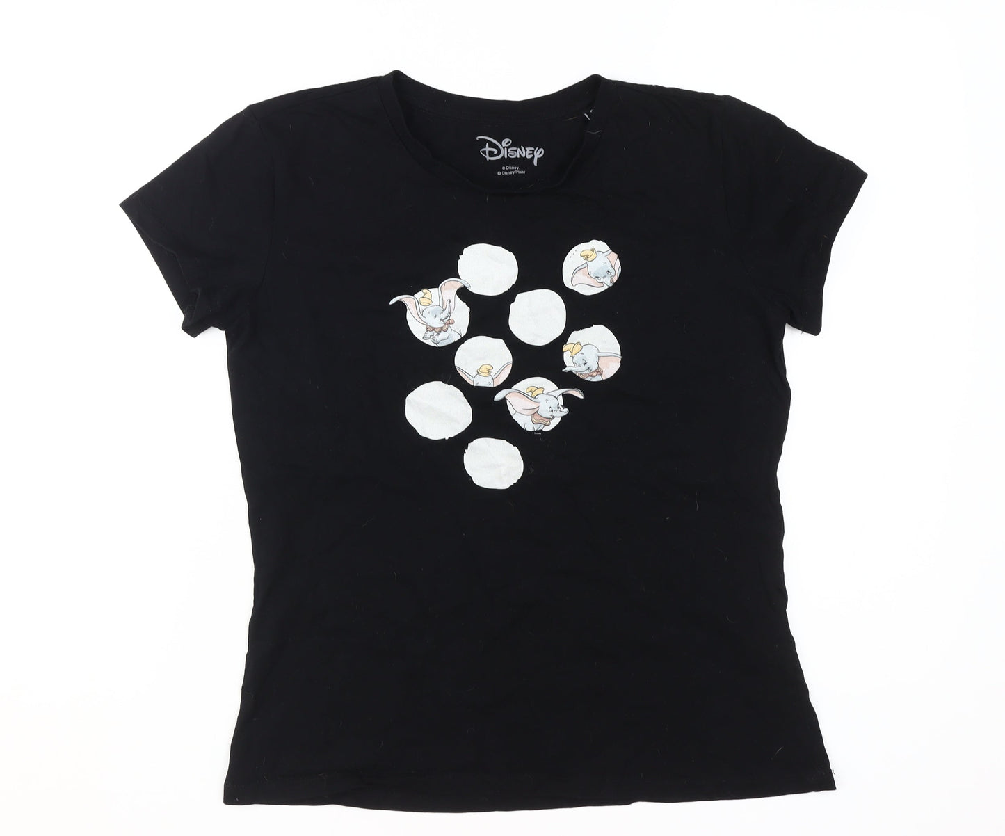 Womens UK Size S Disney Black Basic T-Shirt