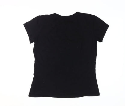 Womens UK Size S Disney Black Basic T-Shirt