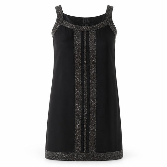Front view of Principles by Ben de Lisi Black Sequin Shift Dress 12