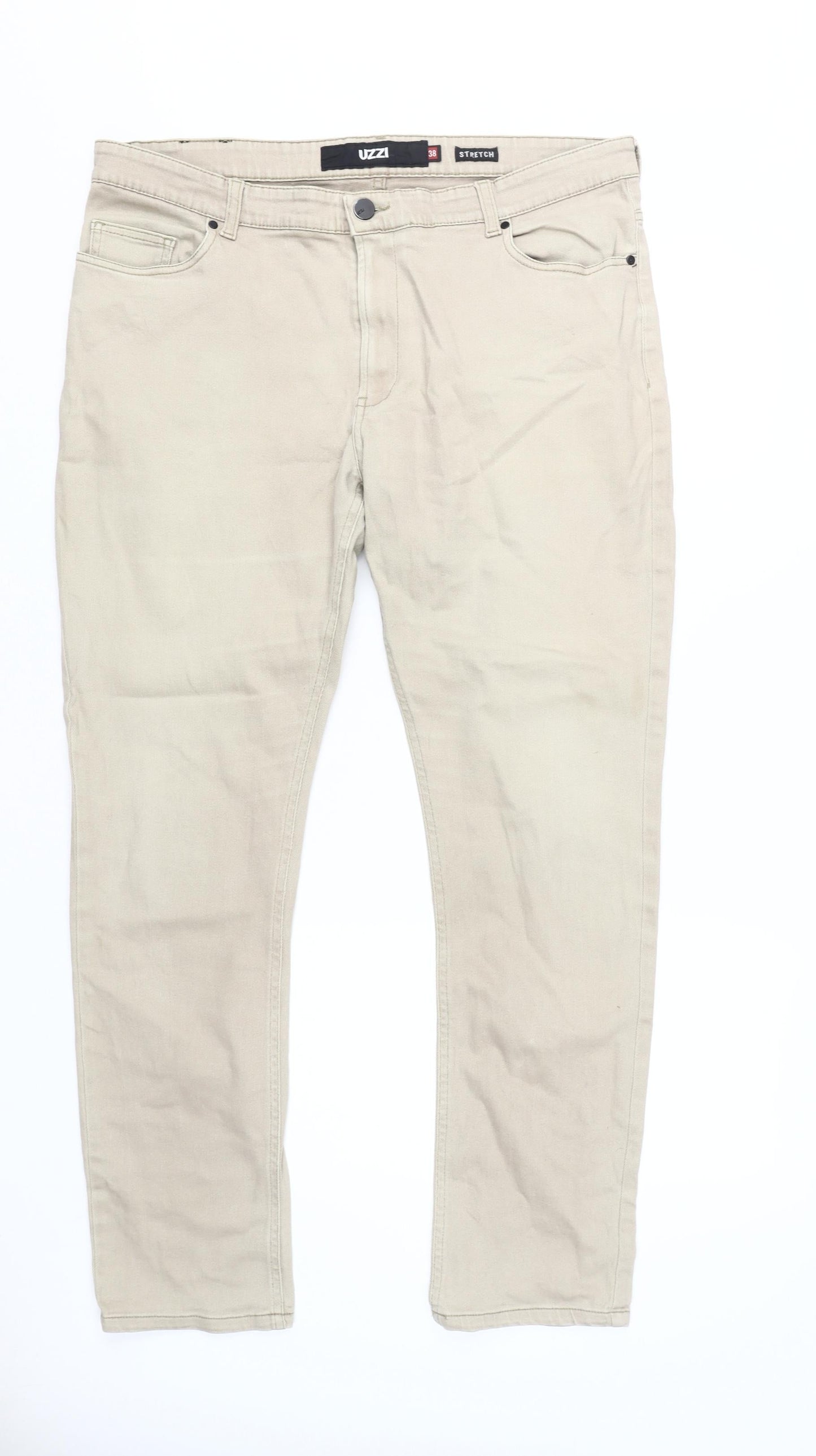 UZZI Men's Beige Slim Fit Stretch Jeans Size 38