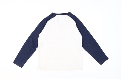 Lazy Jacks Boys White and Blue Long Sleeve T-Shirt (9-10 Years)